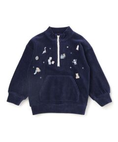 SLAP SLIP / スラップ スリップ スウェット | 恐竜くるまロケットおもちゃ刺しゅうハーフジップトップス(80~130cm)
