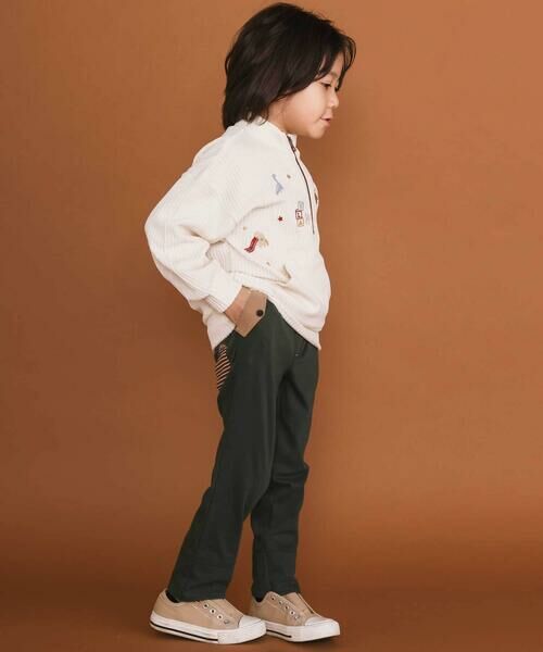 SLAP SLIP / スラップ スリップ スウェット | 恐竜くるまロケットおもちゃ刺しゅうハーフジップトップス(80~130cm) | 詳細2