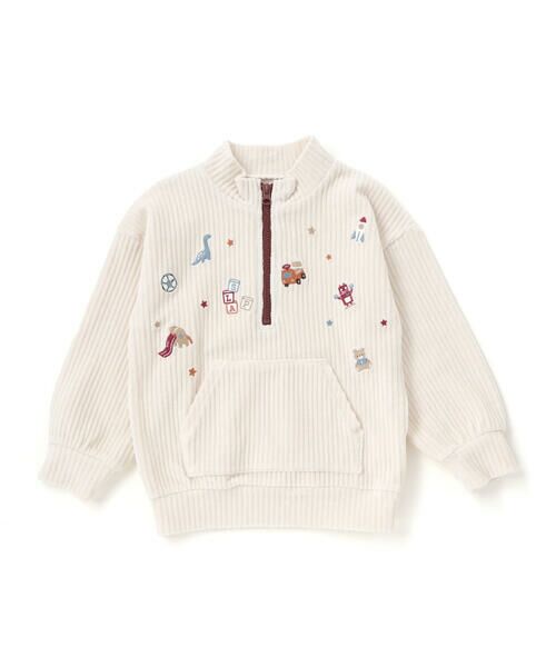 SLAP SLIP / スラップ スリップ スウェット | 恐竜くるまロケットおもちゃ刺しゅうハーフジップトップス(80~130cm) | 詳細4