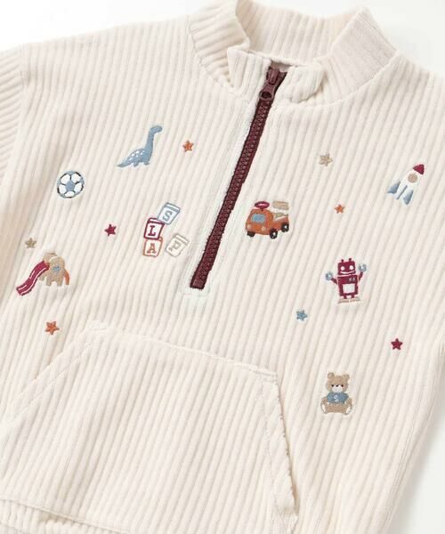SLAP SLIP / スラップ スリップ スウェット | 恐竜くるまロケットおもちゃ刺しゅうハーフジップトップス(80~130cm) | 詳細6