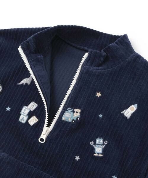 SLAP SLIP / スラップ スリップ スウェット | 恐竜くるまロケットおもちゃ刺しゅうハーフジップトップス(80~130cm) | 詳細10