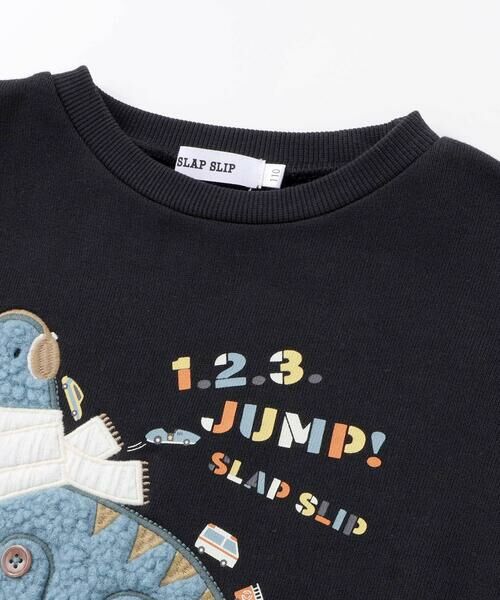 SLAP SLIP / スラップ スリップ スウェット | はたらくくるま恐竜パッチ刺しゅう×チェック切替トレーナー(80~130cm) | 詳細7