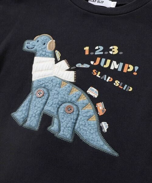 SLAP SLIP / スラップ スリップ スウェット | はたらくくるま恐竜パッチ刺しゅう×チェック切替トレーナー(80~130cm) | 詳細8