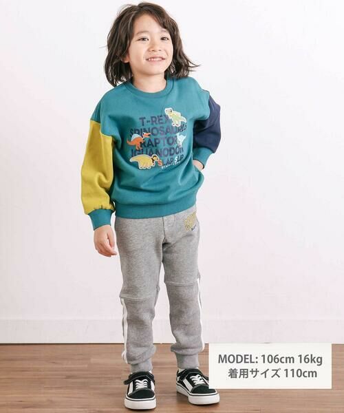 SLAP SLIP / スラップ スリップ スウェット | 袖配色恐竜ごちそうモチーフトレーナー(80~130cm) | 詳細8