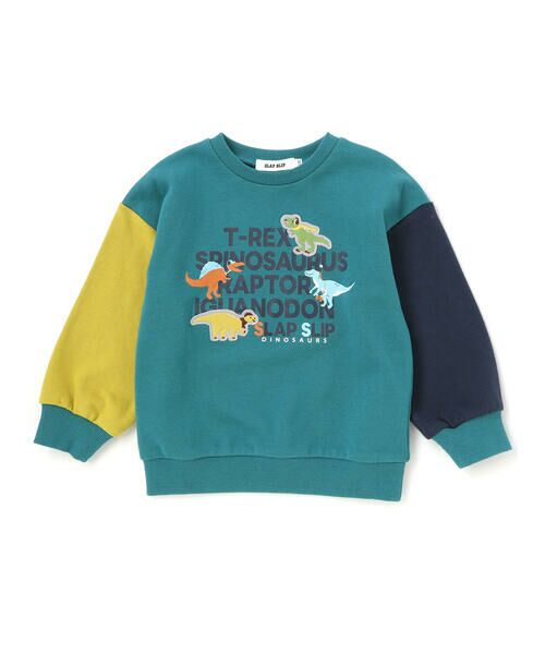 SLAP SLIP / スラップ スリップ スウェット | 袖配色恐竜ごちそうモチーフトレーナー(80~130cm) | 詳細10