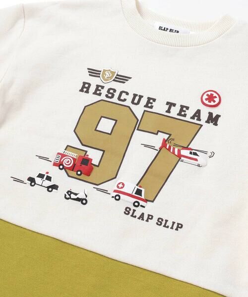 SLAP SLIP / スラップ スリップ スウェット | はたらくくるま発泡プリント星パッチナンバリングバイカラートレーナー(80~130cm) | 詳細4