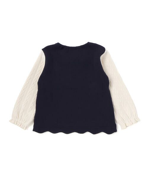 SLAP SLIP / スラップ スリップ スウェット | 【裏起毛】ハートチェリーイチゴ刺しゅう襟付き袖切り替え裾スカラップトレーナー(80~130cm) | 詳細1