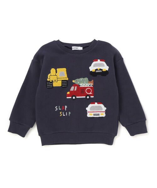SLAP SLIP / スラップ スリップ スウェット | 【裏起毛】はたらくくるまイヌ恐竜サガラ刺しゅうトレーナー(80~130cm) | 詳細3