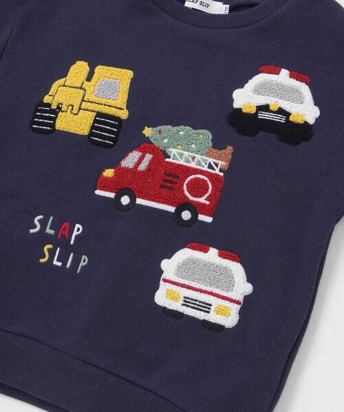 SLAP SLIP / スラップ スリップ スウェット | 【裏起毛】はたらくくるまイヌ恐竜サガラ刺しゅうトレーナー(80~130cm) | 詳細5