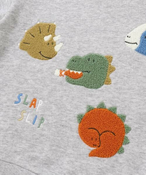 SLAP SLIP / スラップ スリップ スウェット | 【裏起毛】はたらくくるまイヌ恐竜サガラ刺しゅうトレーナー(80~130cm) | 詳細13