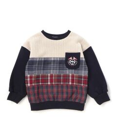SLAP SLIP / スラップ スリップ スウェット | 【裏起毛】胸ポケット付きチェック切り替えトレーナー(80~130cm)