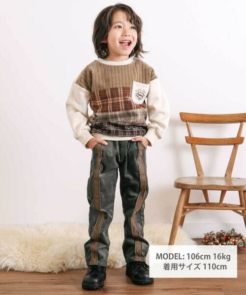 SLAP SLIP / スラップ スリップ スウェット | 【裏起毛】胸ポケット付きチェック切り替えトレーナー(80~130cm) | 詳細1