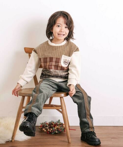 SLAP SLIP / スラップ スリップ スウェット | 【裏起毛】胸ポケット付きチェック切り替えトレーナー(80~130cm) | 詳細2