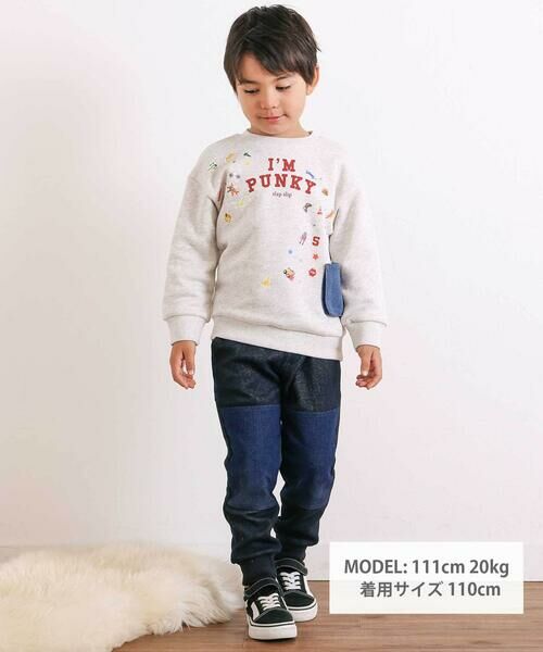 SLAP SLIP / スラップ スリップ スウェット | ペたぺたシール風プリントデニムポケット付きトレーナー(80~130cm) | 詳細1