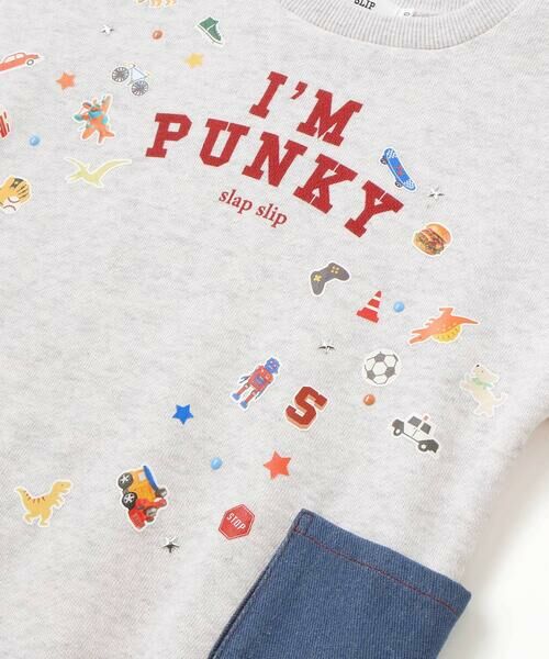 SLAP SLIP / スラップ スリップ スウェット | ペたぺたシール風プリントデニムポケット付きトレーナー(80~130cm) | 詳細6