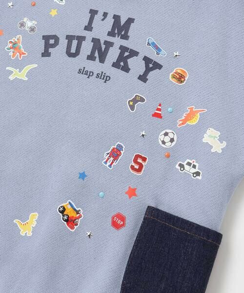 SLAP SLIP / スラップ スリップ スウェット | ペたぺたシール風プリントデニムポケット付きトレーナー(80~130cm) | 詳細11