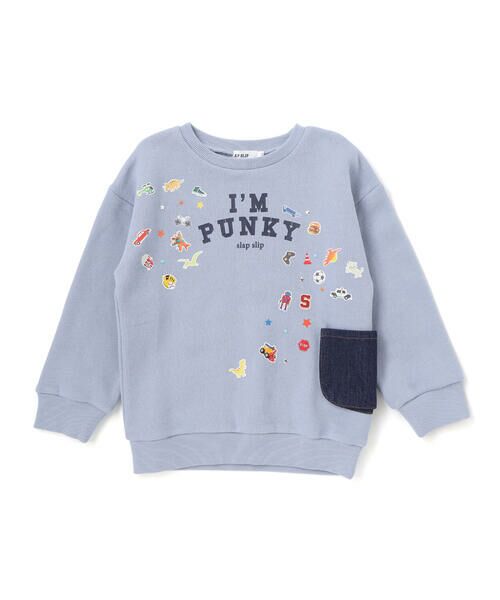 SLAP SLIP / スラップ スリップ スウェット | ペたぺたシール風プリントデニムポケット付きトレーナー(80~130cm) | 詳細7