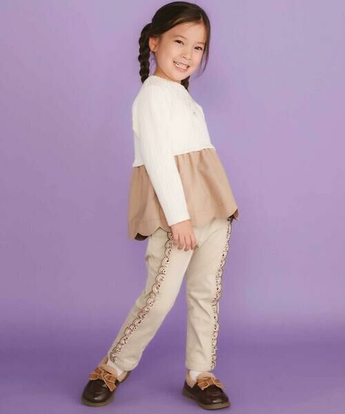 SLAP SLIP / スラップ スリップ チノ・ワークパンツ | 【裏微起毛】スカラップ刺しゅうフリルロングパンツ(80~130cm) | 詳細14