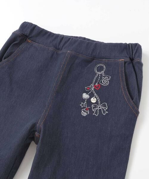 SLAP SLIP / スラップ スリップ チノ・ワークパンツ | 裏微起毛キーチャーム風モチーフ刺しゅう付き折り返しレースパンツ(80~130cm) | 詳細6