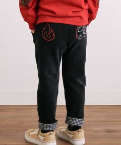 SLAP SLIP / スラップ スリップ チノ・ワークパンツ | 消防車恐竜おしりパッチ折り返し裾チェックロングパンツ(80~130cm)