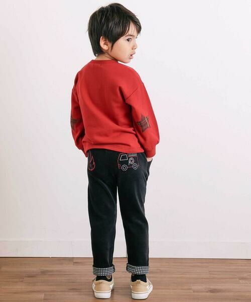 SLAP SLIP / スラップ スリップ チノ・ワークパンツ | 消防車恐竜おしりパッチ折り返し裾チェックロングパンツ(80~130cm) | 詳細2