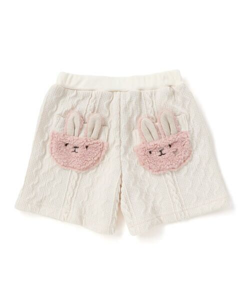 SLAP SLIP / スラップ スリップ ショート・ハーフ・半端丈パンツ | ウサギネコアニマルふわふわボアポケットケーブルニットショートパンツ(90~130cm) | 詳細6