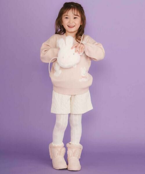 SLAP SLIP / スラップ スリップ ショート・ハーフ・半端丈パンツ | ウサギネコアニマルふわふわボアポケットケーブルニットショートパンツ(90~130cm) | 詳細4