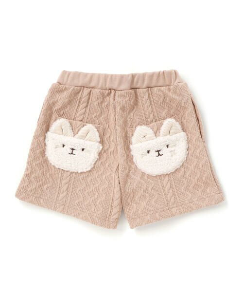 SLAP SLIP / スラップ スリップ ショート・ハーフ・半端丈パンツ | ウサギネコアニマルふわふわボアポケットケーブルニットショートパンツ(90~130cm) | 詳細20