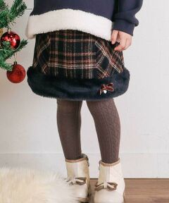 SLAP SLIP / スラップ スリップ ミニ・ひざ丈スカート | 【お揃い】ファー切替チェック台形スカート(90~130cm)