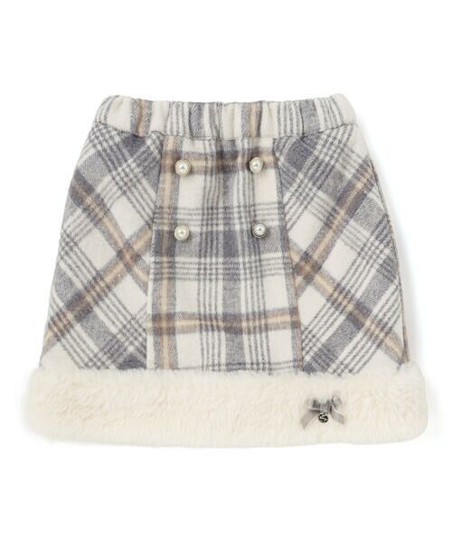 SLAP SLIP / スラップ スリップ ミニ・ひざ丈スカート | 【お揃い】ファー切替チェック台形スカート(90~130cm) | 詳細8