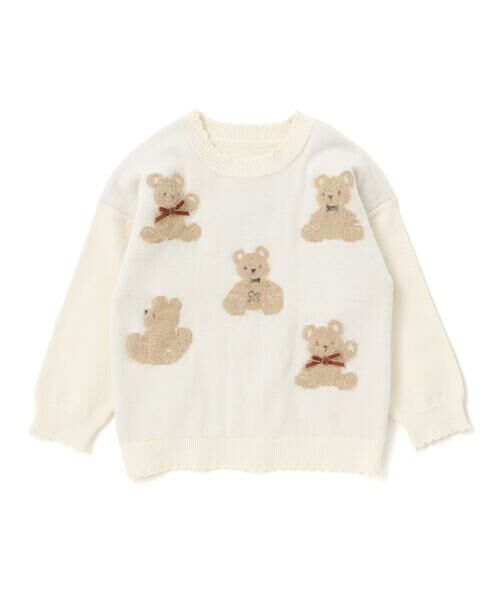 SLAP SLIP / スラップ スリップ ニット・セーター | 【ウォッシャブル加工】クマウサギアニマルモチーフ縁スカラップニットトップス(80~130cm) | 詳細4