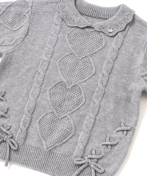 SLAP SLIP / スラップ スリップ ニット・セーター | 【ウォッシャブル加工】編み込みリボンハート柄 襟付きニットトップス(90~130cm) | 詳細12