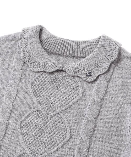 SLAP SLIP / スラップ スリップ ニット・セーター | 【ウォッシャブル加工】編み込みリボンハート柄 襟付きニットトップス(90~130cm) | 詳細9