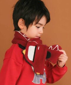 SLAP SLIP / スラップ スリップ マフラー・ショール・スヌード・ストール | 消防車恐竜わくわくモチーフ裏ボアニットマフラー