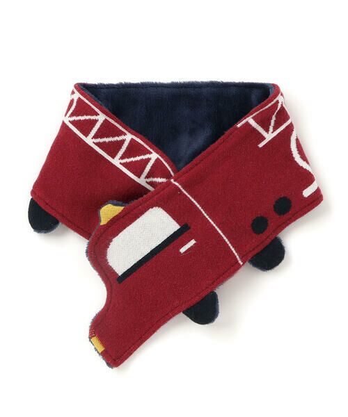 SLAP SLIP / スラップ スリップ マフラー・ショール・スヌード・ストール | 消防車恐竜わくわくモチーフ裏ボアニットマフラー | 詳細3