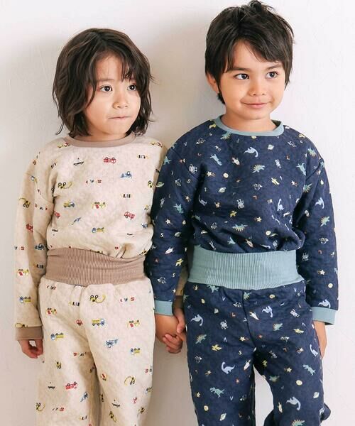 SLAP SLIP / スラップ スリップ ルームウェア | 【スララク/腹巻き一体型】みんな快眠！長袖みんみんキルティングパジャマ 上下セット(80~130cm) | 詳細11