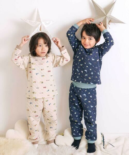 SLAP SLIP / スラップ スリップ ルームウェア | 【スララク/腹巻き一体型】みんな快眠！長袖みんみんキルティングパジャマ 上下セット(80~130cm) | 詳細22