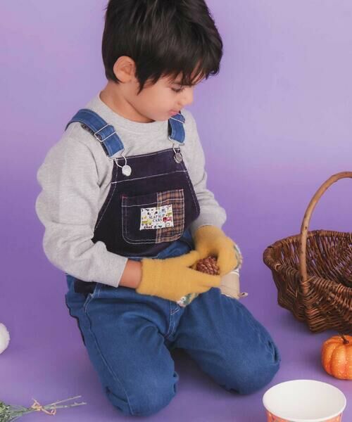 SLAP SLIP / スラップ スリップ サロペット・オールインワン | デニムツイルコーデュロイチェック切り替えサロペット(80~120cm) | 詳細2