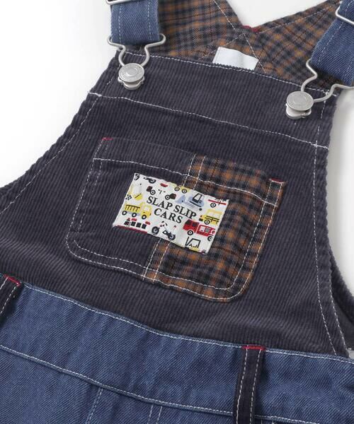 SLAP SLIP / スラップ スリップ サロペット・オールインワン | デニムツイルコーデュロイチェック切り替えサロペット(80~120cm) | 詳細7