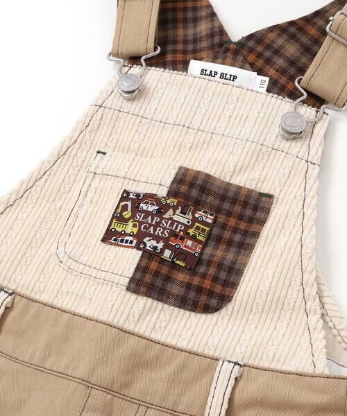SLAP SLIP / スラップ スリップ サロペット・オールインワン | デニムツイルコーデュロイチェック切り替えサロペット(80~120cm) | 詳細17