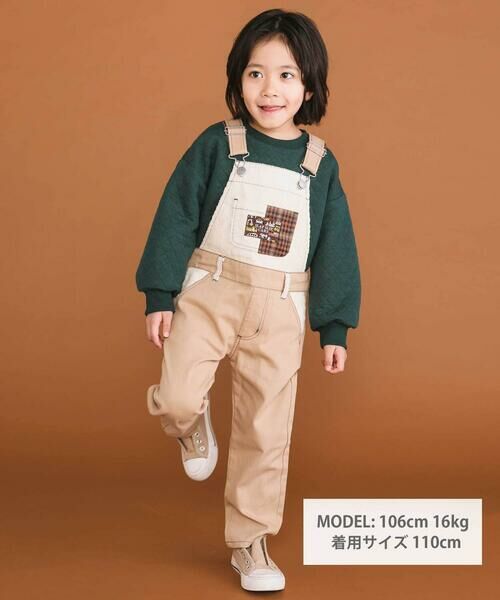 SLAP SLIP / スラップ スリップ サロペット・オールインワン | デニムツイルコーデュロイチェック切り替えサロペット(80~120cm) | 詳細13