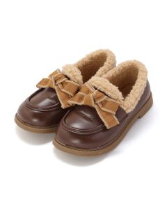 SLAP SLIP / スラップ スリップ スニーカー | リボン付きあったか中ボアローファー(15~18cm)