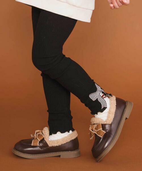 SLAP SLIP / スラップ スリップ スニーカー | リボン付きあったか中ボアローファー(15~18cm) | 詳細4