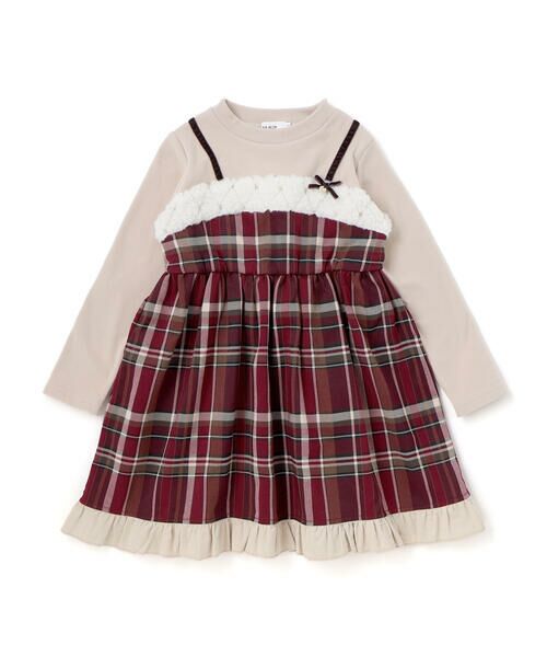 SLAP SLIP / スラップ スリップ ミニ丈・ひざ丈ワンピース | 【お揃い】キラキラ刺しゅうボアドッキングワンピース(80~130cm) | 詳細8