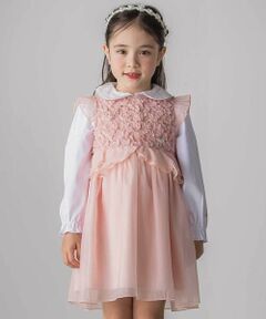 SLAP SLIP / スラップ スリップ ミニ丈・ひざ丈ワンピース | ふわふわオーガンジーフリルリボンペプラムドレス風ジャンパースカート(90~130cm)