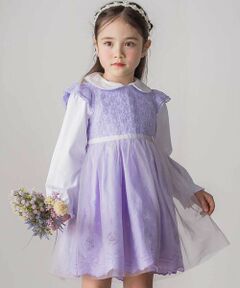 SLAP SLIP / スラップ スリップ ミニ丈・ひざ丈ワンピース | 花レースフェミニンモチーフ刺しゅう裾スカラップジャンパースカート(110~130cm)