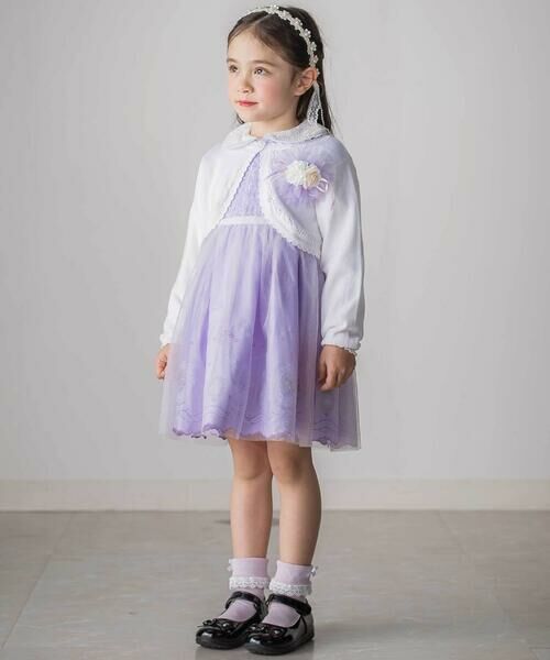 SLAP SLIP / スラップ スリップ ミニ丈・ひざ丈ワンピース | 花レースフェミニンモチーフ刺しゅう裾スカラップジャンパースカート(110~130cm) | 詳細2