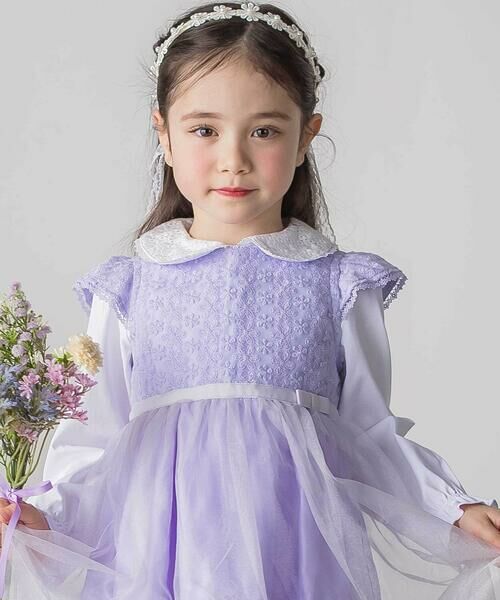 SLAP SLIP / スラップ スリップ ミニ丈・ひざ丈ワンピース | 花レースフェミニンモチーフ刺しゅう裾スカラップジャンパースカート(110~130cm) | 詳細3