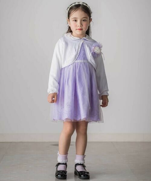 SLAP SLIP / スラップ スリップ カーディガン・ボレロ | 縁スカラップパール調ボタンニットカーディガン(110~130cm) | 詳細5