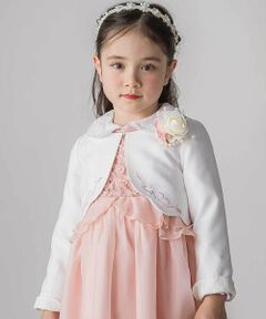 SLAP SLIP / スラップ スリップ ノーカラージャケット | 袖折り返しレース刺しゅう裾スカラップボレロ(110~130cm)